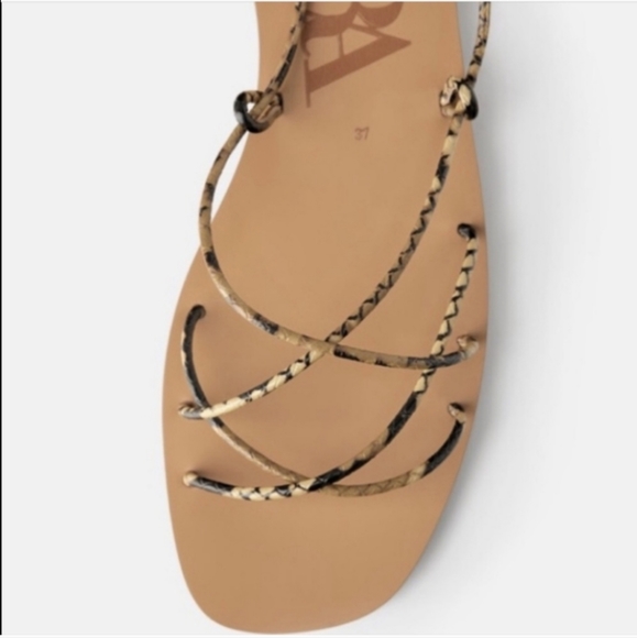 ZARA Snake PRINT Wrap Low Heeled Sandal - Picture 10 of 12